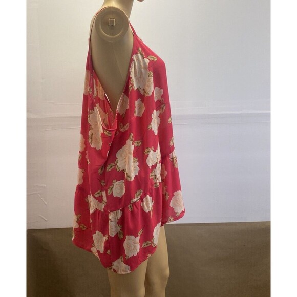 Torrid Blouse Pink Floral Roses Chiffon Straps Sleeveless Wome  Sz 4 Top Spring - Picture 3 of 15